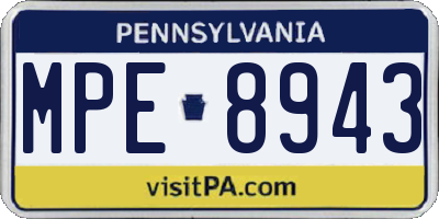 PA license plate MPE8943
