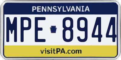 PA license plate MPE8944