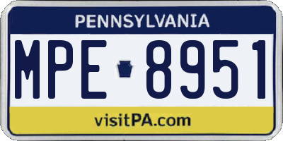 PA license plate MPE8951