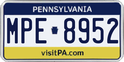PA license plate MPE8952
