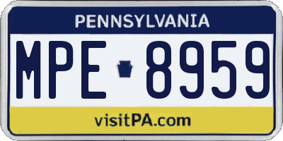 PA license plate MPE8959