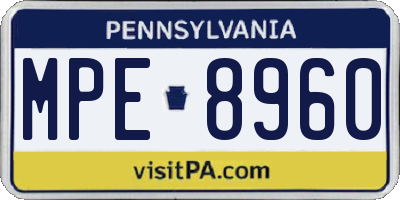 PA license plate MPE8960