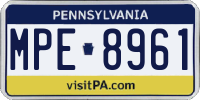 PA license plate MPE8961