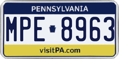 PA license plate MPE8963
