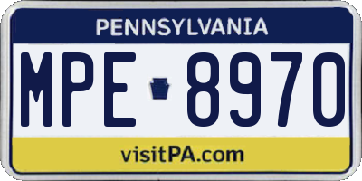 PA license plate MPE8970