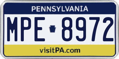 PA license plate MPE8972