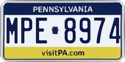 PA license plate MPE8974
