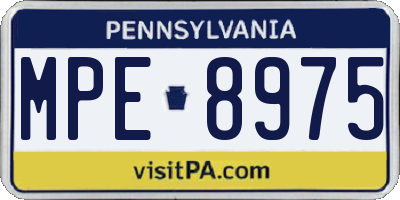 PA license plate MPE8975