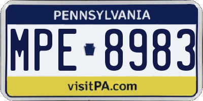 PA license plate MPE8983