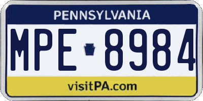 PA license plate MPE8984