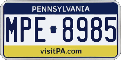 PA license plate MPE8985