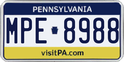 PA license plate MPE8988