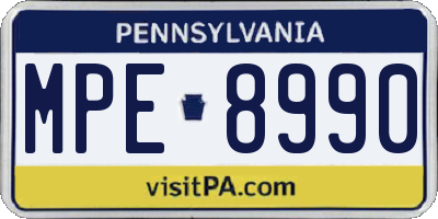 PA license plate MPE8990