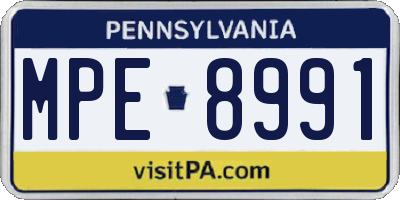 PA license plate MPE8991