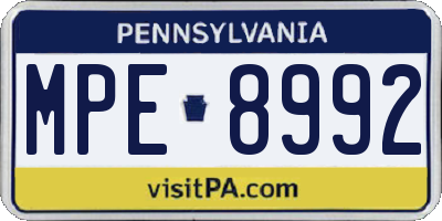 PA license plate MPE8992