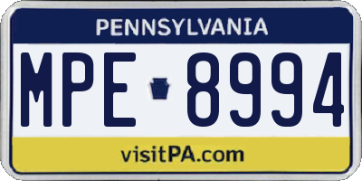 PA license plate MPE8994