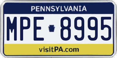 PA license plate MPE8995