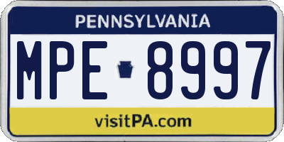 PA license plate MPE8997