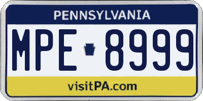 PA license plate MPE8999