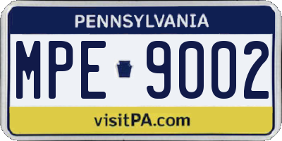 PA license plate MPE9002