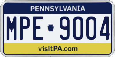 PA license plate MPE9004