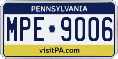 PA license plate MPE9006