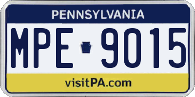 PA license plate MPE9015