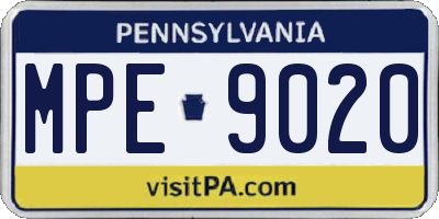 PA license plate MPE9020