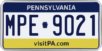 PA license plate MPE9021