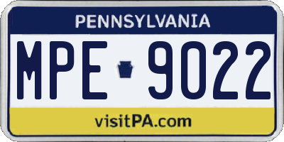 PA license plate MPE9022