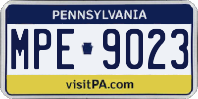 PA license plate MPE9023