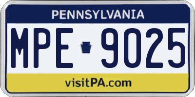 PA license plate MPE9025