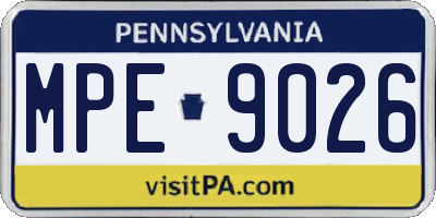 PA license plate MPE9026