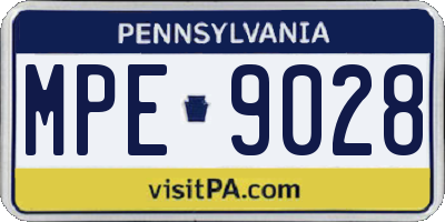 PA license plate MPE9028