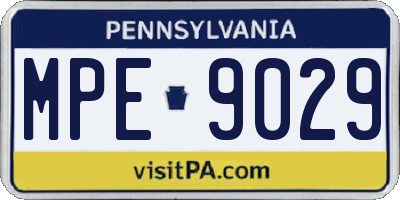 PA license plate MPE9029