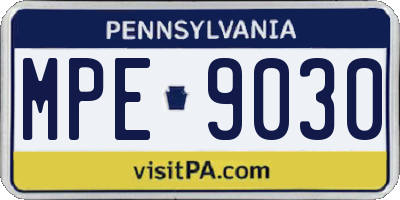 PA license plate MPE9030