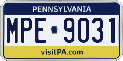 PA license plate MPE9031