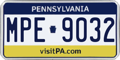 PA license plate MPE9032