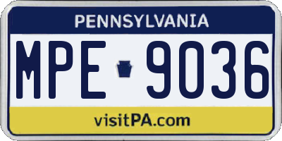 PA license plate MPE9036