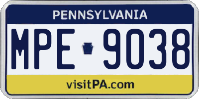 PA license plate MPE9038