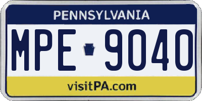 PA license plate MPE9040