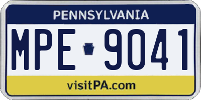 PA license plate MPE9041