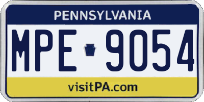 PA license plate MPE9054