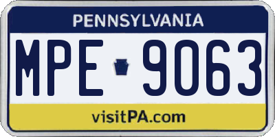 PA license plate MPE9063