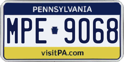 PA license plate MPE9068