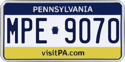 PA license plate MPE9070