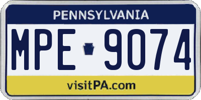 PA license plate MPE9074