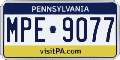 PA license plate MPE9077