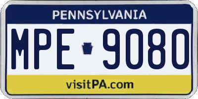 PA license plate MPE9080