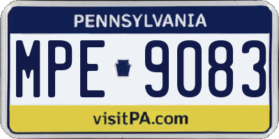PA license plate MPE9083